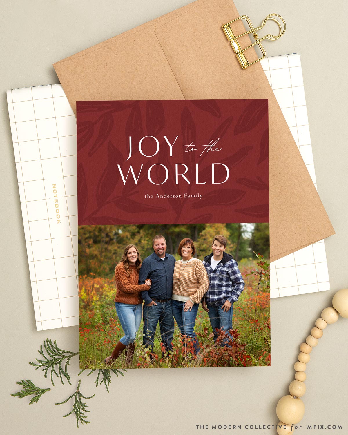 Joy to the World Photo Christmas Card in Red for Mpix.com designed by The Modern Collective