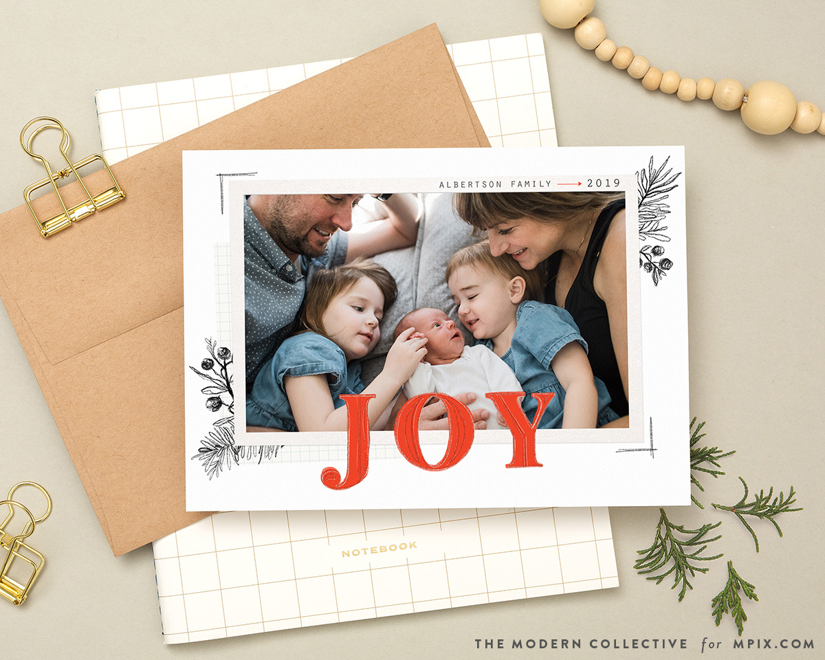 Illustrated Joy Christmas Card for Mpix Designed By The Modern Collective